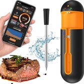 Bol.com Vleesthermometer draadloos bluetooth IP67 oplaadbaar app oven grill pan friteuse oranje-zwart aanbieding