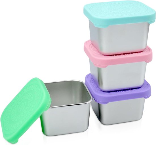 Bento Box, bento-snackhouder met lekvrije deksels, snackbox roestvrij