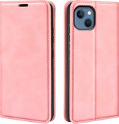 iPhone 14 Hoesje - Luxe Wallet Bookcase (Magnetische Sluiting) - Roze - GSM Hoesje - Telefoonhoesje Geschikt Voor iPhone 14