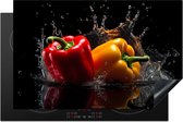 KitchenYeah® Inductie beschermer 83x52 cm - Paprika - Groente - Watersplash - Afdekplaat voor kookplaat - Inductieplaat mat - Beschermingsmat - Beschermplaat - Keuken bescherm decoratie - Afdek kookplaten