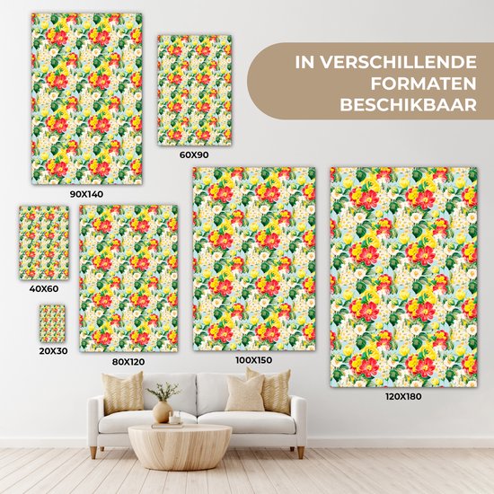 Tableau sur toile Fleurs - Pastel - Couleurs - 90x140 cm - Décoration murale