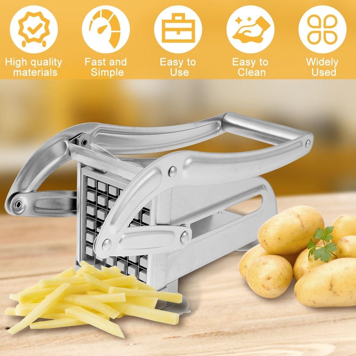 Thuis Friet Snijden VEVOR Franse Frituursnijder, Aardappelsnijmachine Met 1/2 Inch En 3/8 Inch Roestvrijstalen Messen, Handmatige Aardappelsnijmachine Met Zuignappen, Geweldig Voor Aardappel, Frietjes, Komkommer Niet Voor Zoete Aardappel