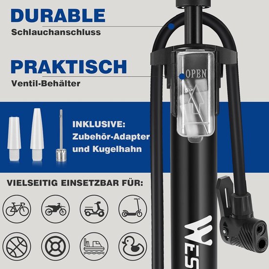 Pompe à Vélo Sur Pied – 11 Bar / 160 Psi – Manomètre Intégré – Pour Valves Presta Et Schrader – VTT, Vélo électrique, Route - 4