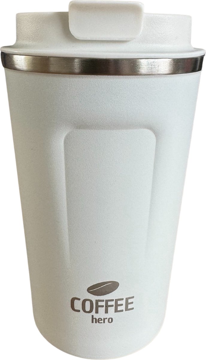 CoffeeHero - Duurzame RVS Thermosbeker - Wit - 380ml - Koffiebeker - Theebeker - To Go