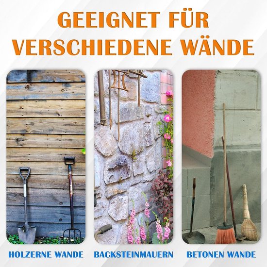 Wandhouder voor Tuingereedschap - 6 x 42 cm, Stalen Ophanging - Ideaal voor Garage en Tuin (Zwart) van Purmax — afbeelding 5