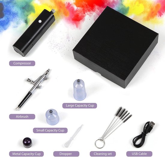 Airbrush-kit luchtborstelset met luchtcompressor nagelverf
