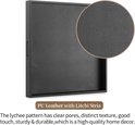 Close-up van de textuur van zwart PU-leer met lychee-patroon op het dienblad