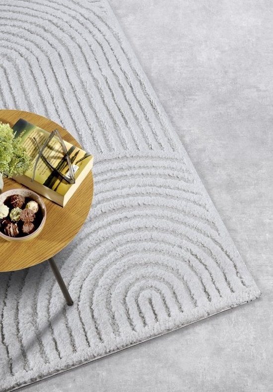 Flycarpets Gallery Tapis Chappe Japandi Crème - 160x235 cm - Tapis à Poils Hauts