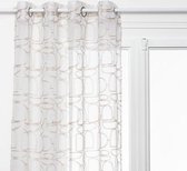 Bol.com Atmosphera Hania Gordijn bedrukt 140x240cm - Kant en klaar met ringen - Beige aanbieding