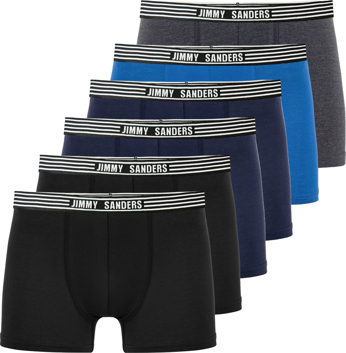 Jimmy Sanders Boxer - Boxershort Multipack 6 Pack - Onderbroek Mannen - Ondergoed - 95% Katoen Heren Zwart-Navy-Sax - S