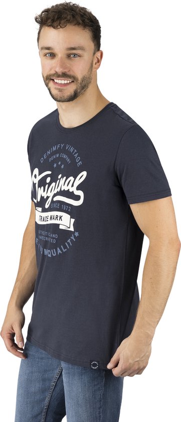 DENIMFY T-Shirt Homme coupe classique Blauw XXL Col Rond Adultes