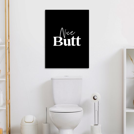 Tableau sur toile 50x70 cm - Décoration murale salle de bain Citations - Nice cul - Zwart - Proverbes - Décoration murale WC - Accessoires décoratifs - Décoration murale Toilettes - Peintures sur toile
