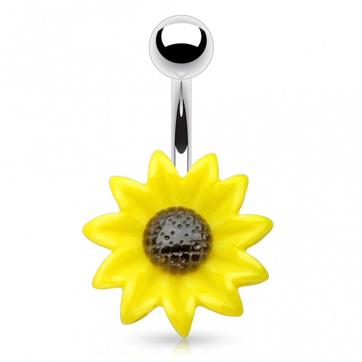 Navelpiercing zonnebloem - zilver - LMPiercings