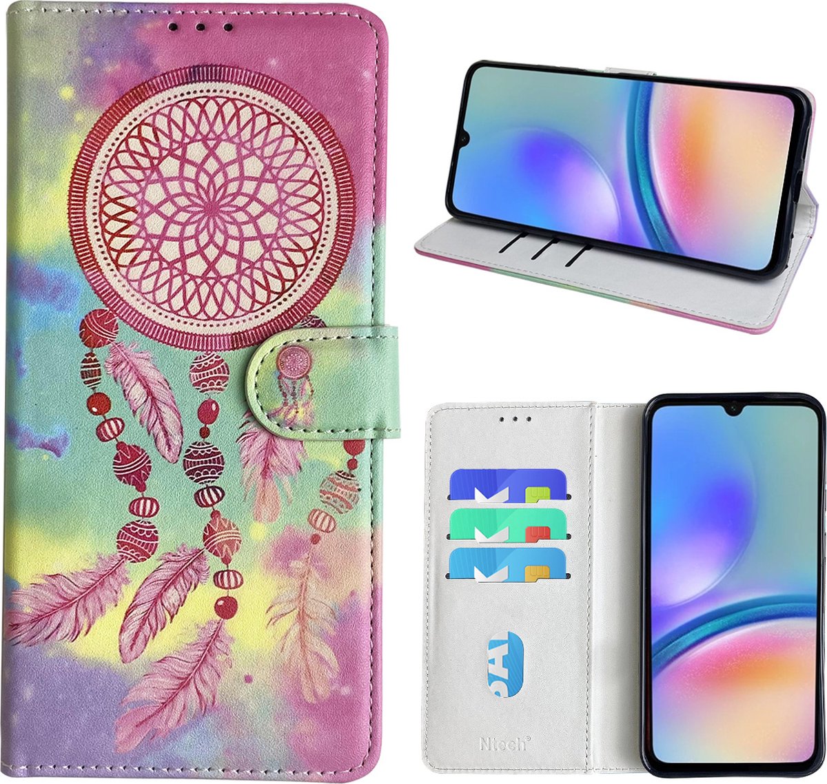 Hoesje geschikt voor Samsung Galaxy A05s Bookcase met dromenvanger print Roze