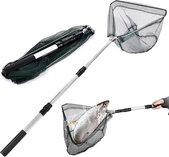 Schepnet Opvouwbaar Schepnet met Telescoopstang 120 cm voor Vissen - Lecylanker ...