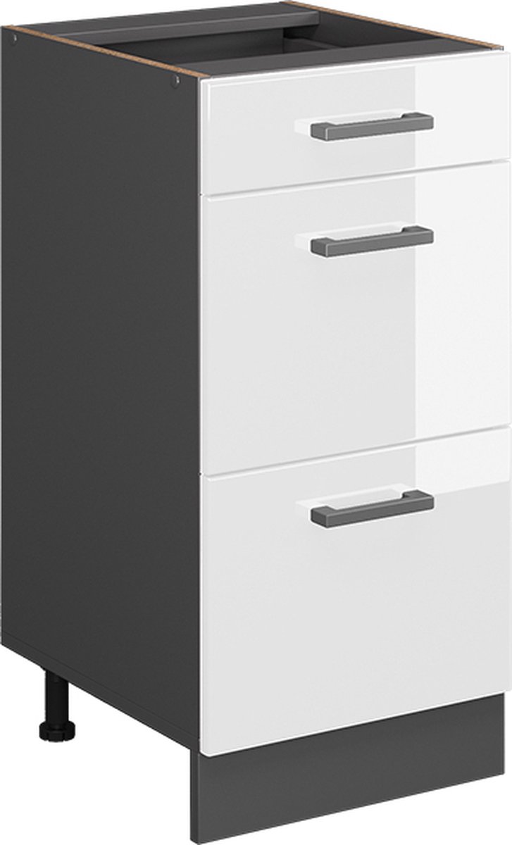 Vicco R-Line Keukenonderkast – 40 cm met laden, zonder werkblad Wit Hoogglans