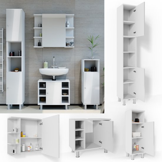 Ensemble Meuble Salle De Bain VICCO FYNN Blanc - 4 Pièces - 80 Cm - Neuf