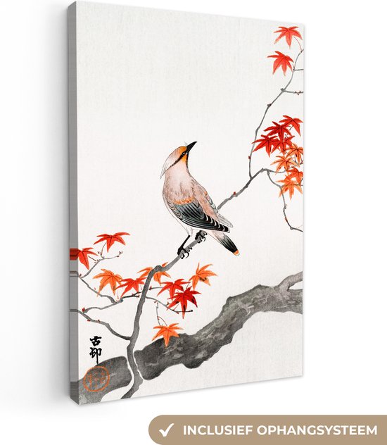 Canvas Schilderij voor Woonkamer - Japandi/Wabi Sabi Stijl - Esdoorn - Japan - Gespannen op Houten Frame