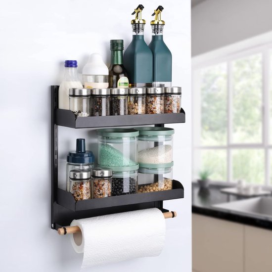 Groot Magnetisch Kruidenrek, 3-laags Koelkast Magnetische Planken Voor Keuken, Verplaatsbare Kruidenrekorganizer Voor Keukenorganisatie en Opslag