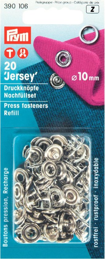 Prym Jersey drukknopen 20 stuks 10 mm navulverpakking