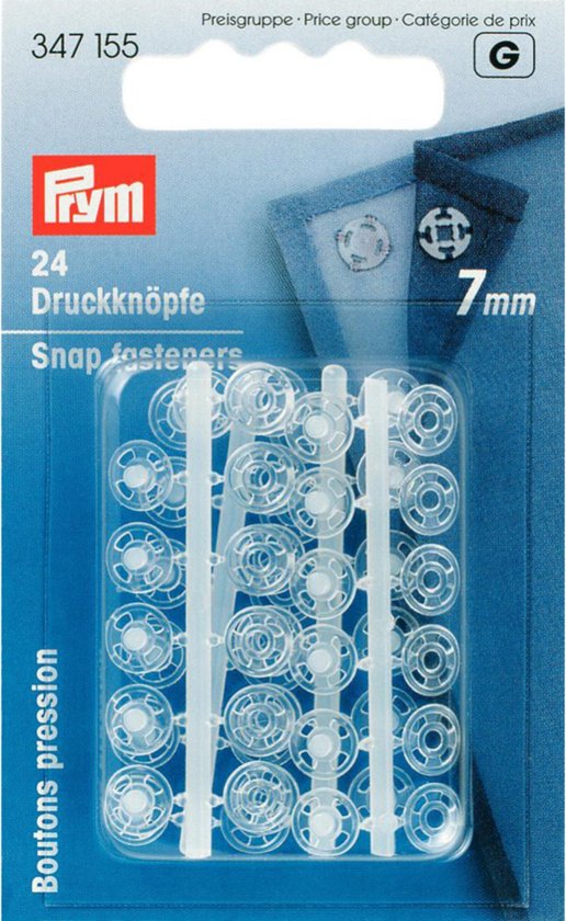 Prym Aannaaidrukknopen Transparant 24 stuks | 7 mm
