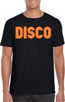 Bellatio Decorations Verkleed shirt heren - disco - zwart - oranje glitter - jaren 70/80 - carnaval XL