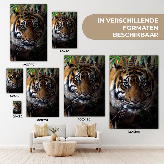 OneMillionCanvasses - Toile - Tigre - Feuilles - Nature - Décoration murale - 40x60 cm - Peintures sur toile - Toile canvas
