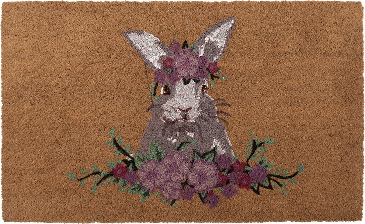 Clayre & Eef Deurmat 75x45 cm Bruin Kokos Konijn