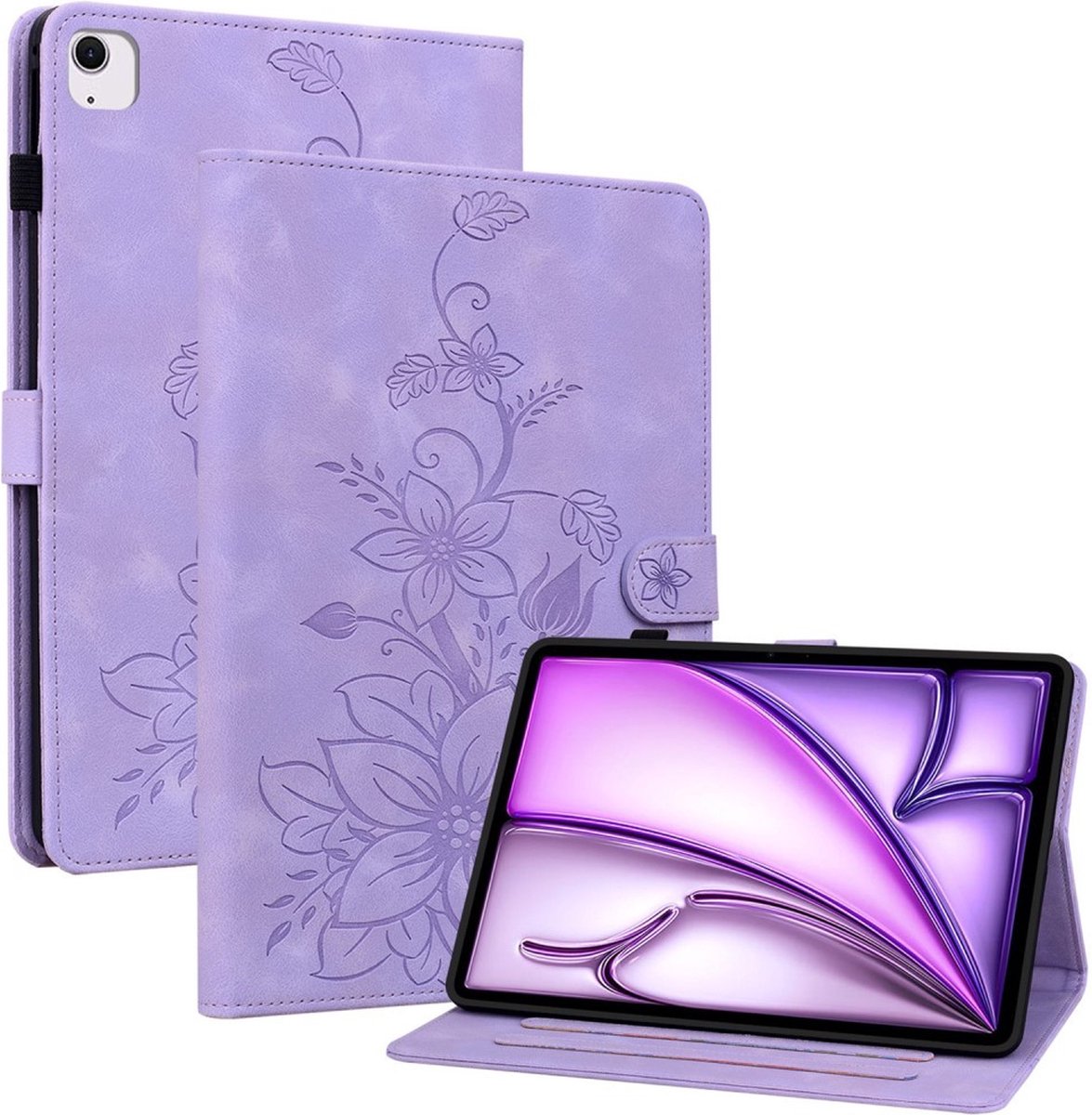 Coverup Tablethoes geschikt voor Hoesje - Lily Flower Book Case - Paars