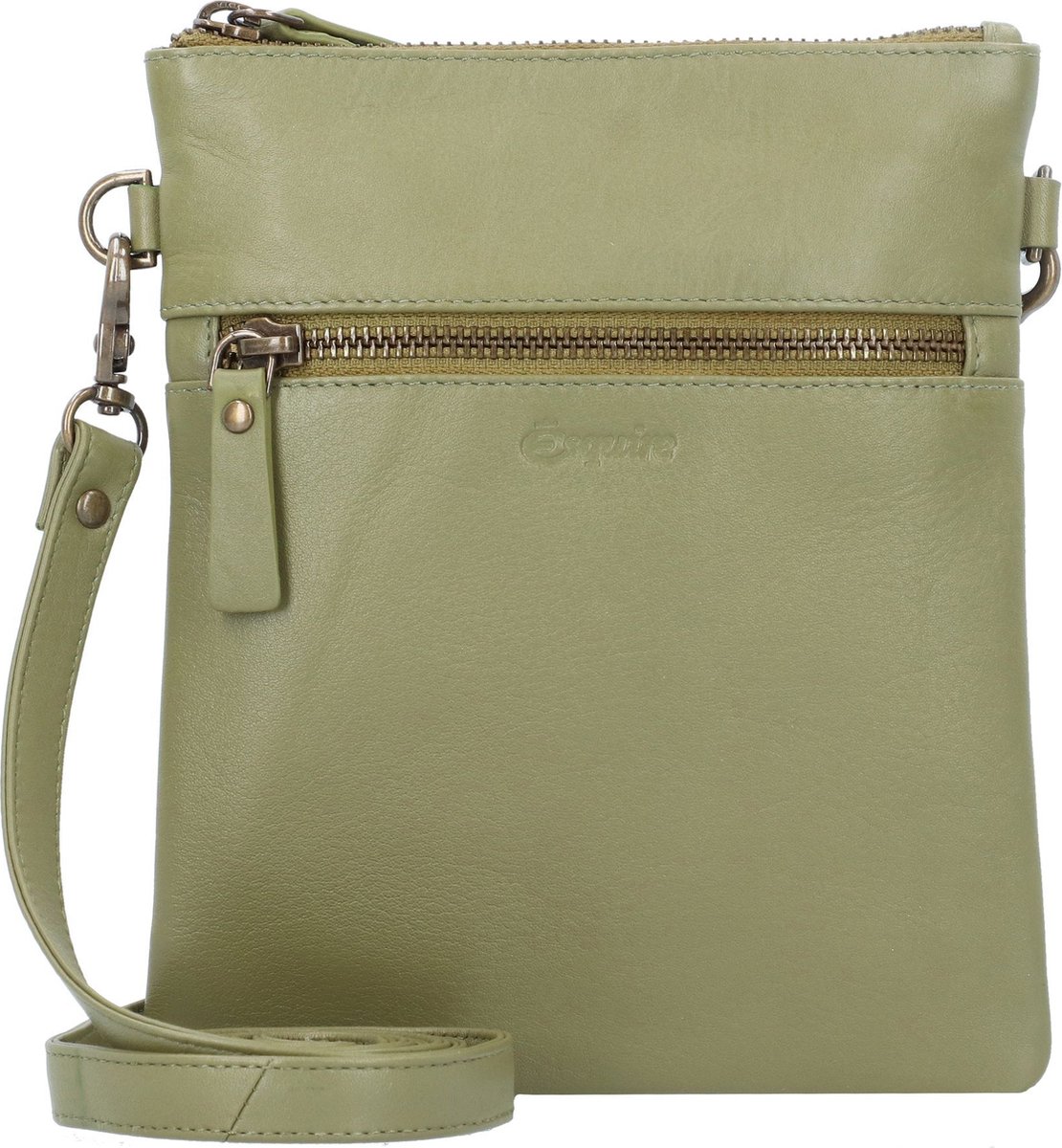 Esquire Leren Schoudertas Peru Small Crossbody Bag Olive Olijfgroen