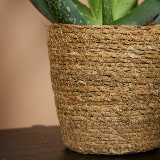 Bloomique - Lot de 4 - Cache-pots Maki - Pots de fleurs - Fabriqués en jonc de mer durable - Hauteur 13 cm - Ø13 cm