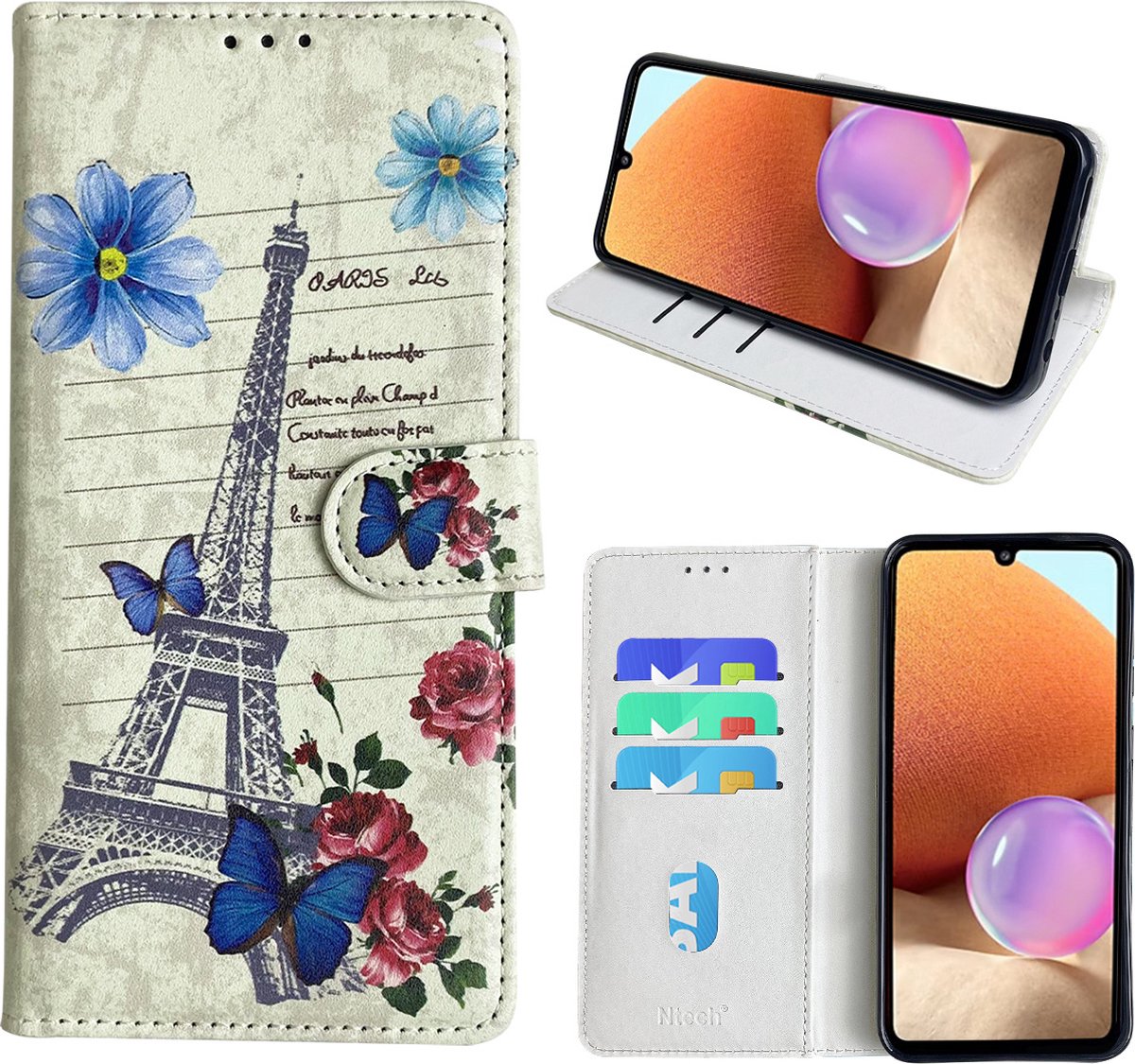 Hoesje geschikt voor Samsung Galaxy A32 4G Bookcase met Eiffel Toren /Parijs