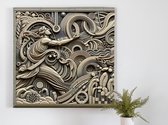 Modern relief schilderij | Abstracte dimensies: een hedendaags kunstwerk van vorm en kleur | Kunst - 20x20 centimeter op Canvas | Foto op Canvas