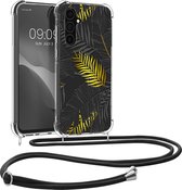 kwmobile telefoonhoesje geschikt voor Samsung Galaxy A35 - Hoesje met telefoonkoord - Back cover voor smartphone - Case in geel / grijs / transparant
