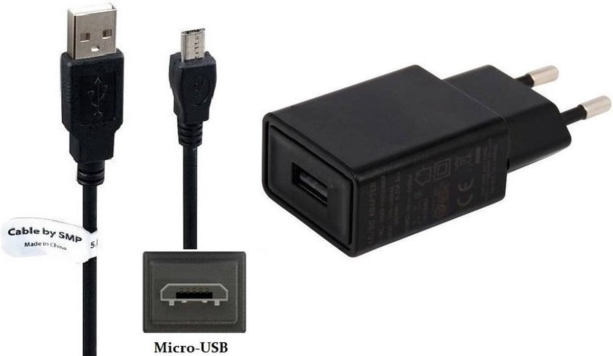 OneOne 2A lader + 1,5m sterke Micro USB kabel. TUV / GS 100% veilig. Oplader adapter past op Sony SRS-XB22, SRS-XB31, SRS-XB41, WF-SP700N, WH-1000XM2, WH-CH400, WH-CH500, WH-CH700N, Amazon Echo Auto