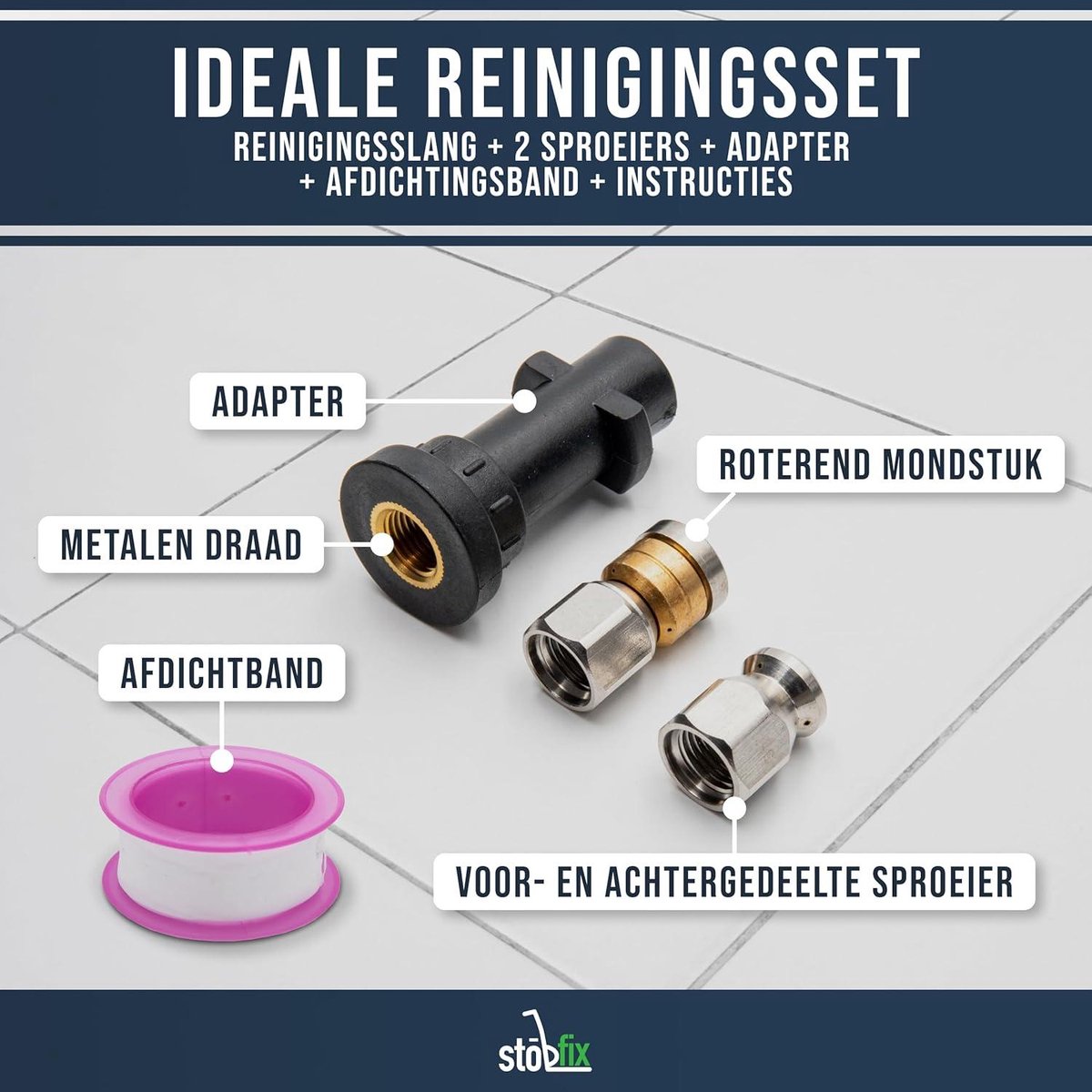10 m slang voor buisreiniging set voor K2 K3 K4 K5 K6 K7, 180 bar, 60 °C buisreinigingsset, incl. tas, stijve sproeiers, afvoerreiniger buisreiniger broek afvoerslang voor hogedrukreiniger