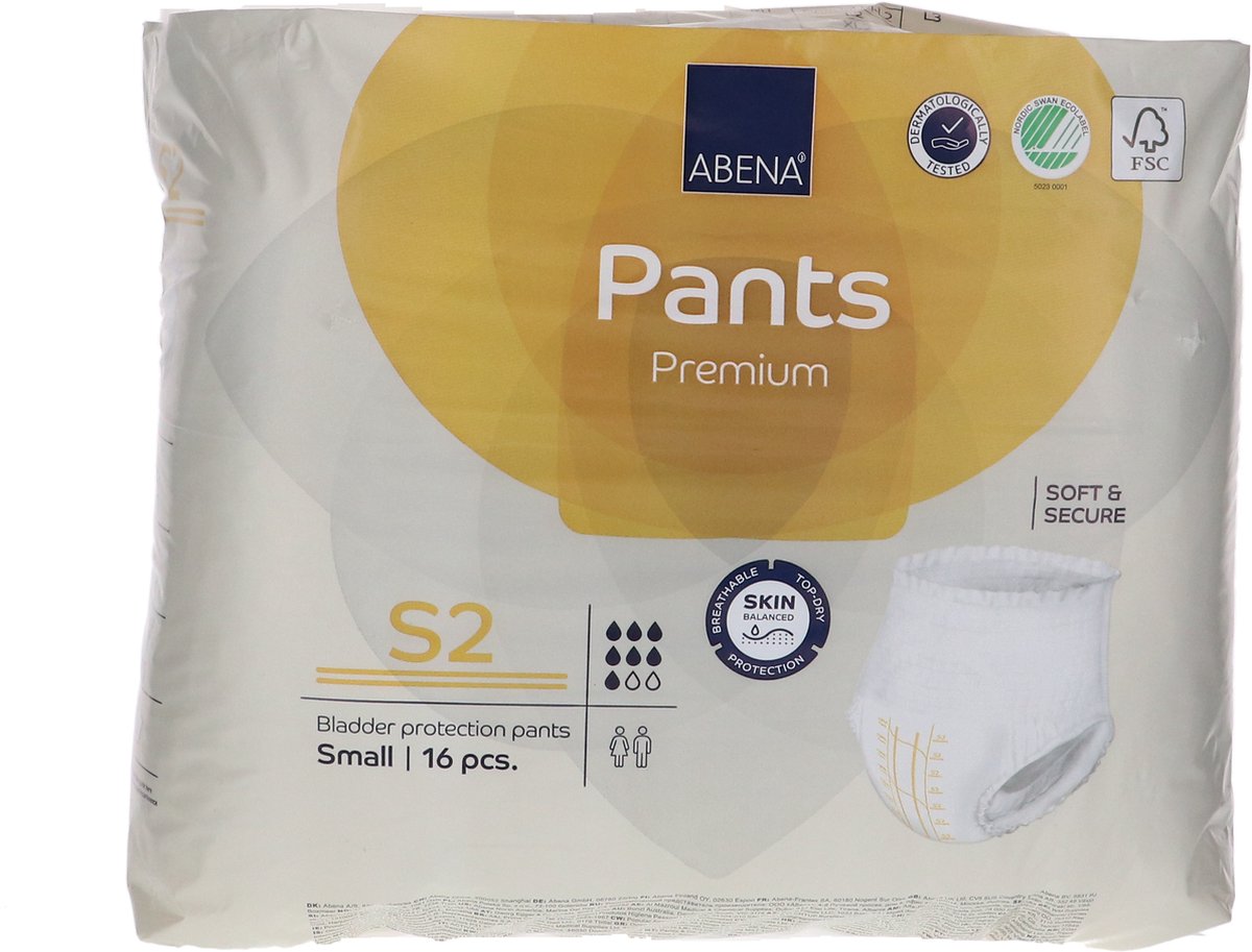 Goedkoopste Voordeelverpakking van 2 x Abena Pants Premium S2 1900 ml, 16stuks