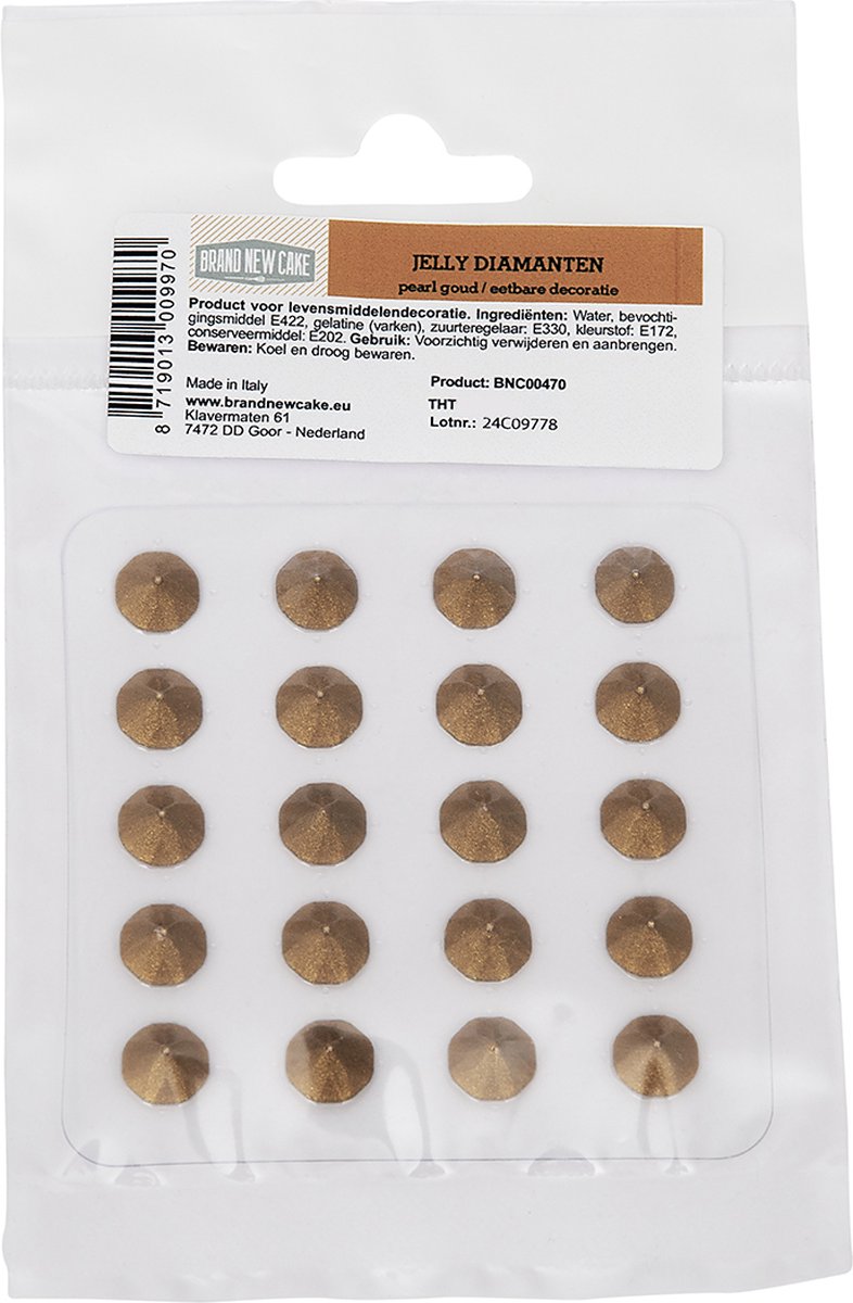 BrandNewCake Eetbare Jelly Diamanten Pearl Goud 20st