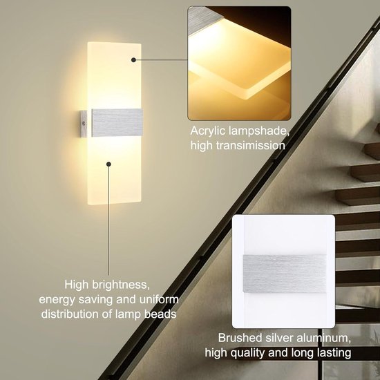 Moderne LED Wandlamp Binnen, 10W Mat Acryl Wandlamp, Voor Woonkamer Slaapkamer Gang Trapverlichting, Warm Licht 3000K, Goud