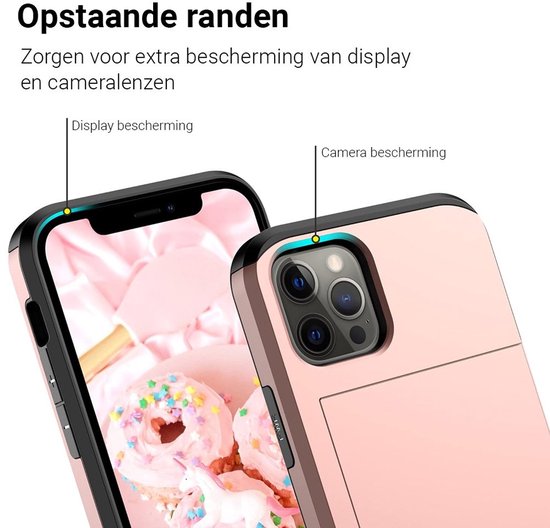 Mobiq - Étui hybride pour iPhone 13 Pro Max avec porte-cartes - or rose