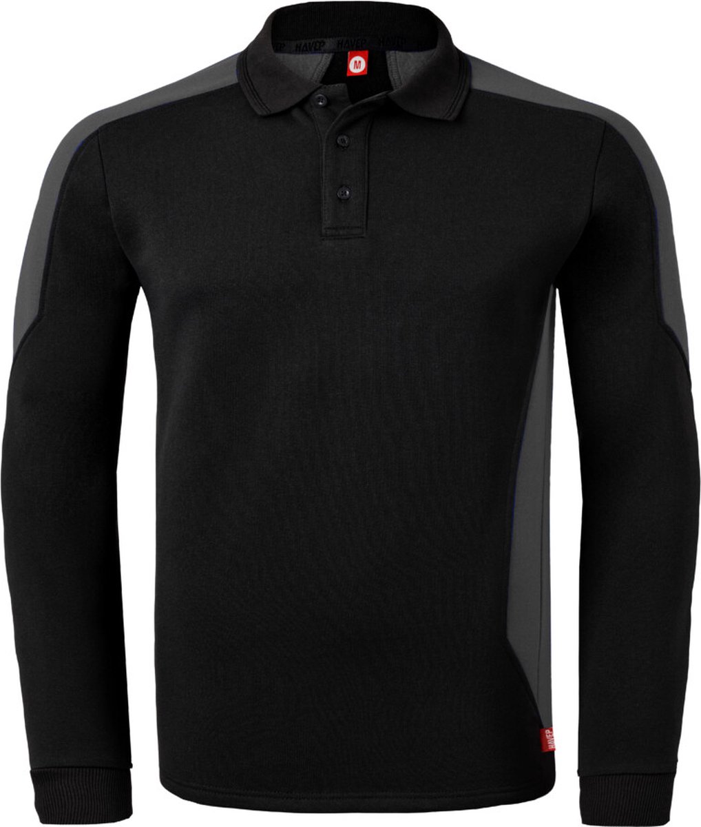 HAVEP Polosweater Bicolor 10075 - Zwart/Charcoal - S