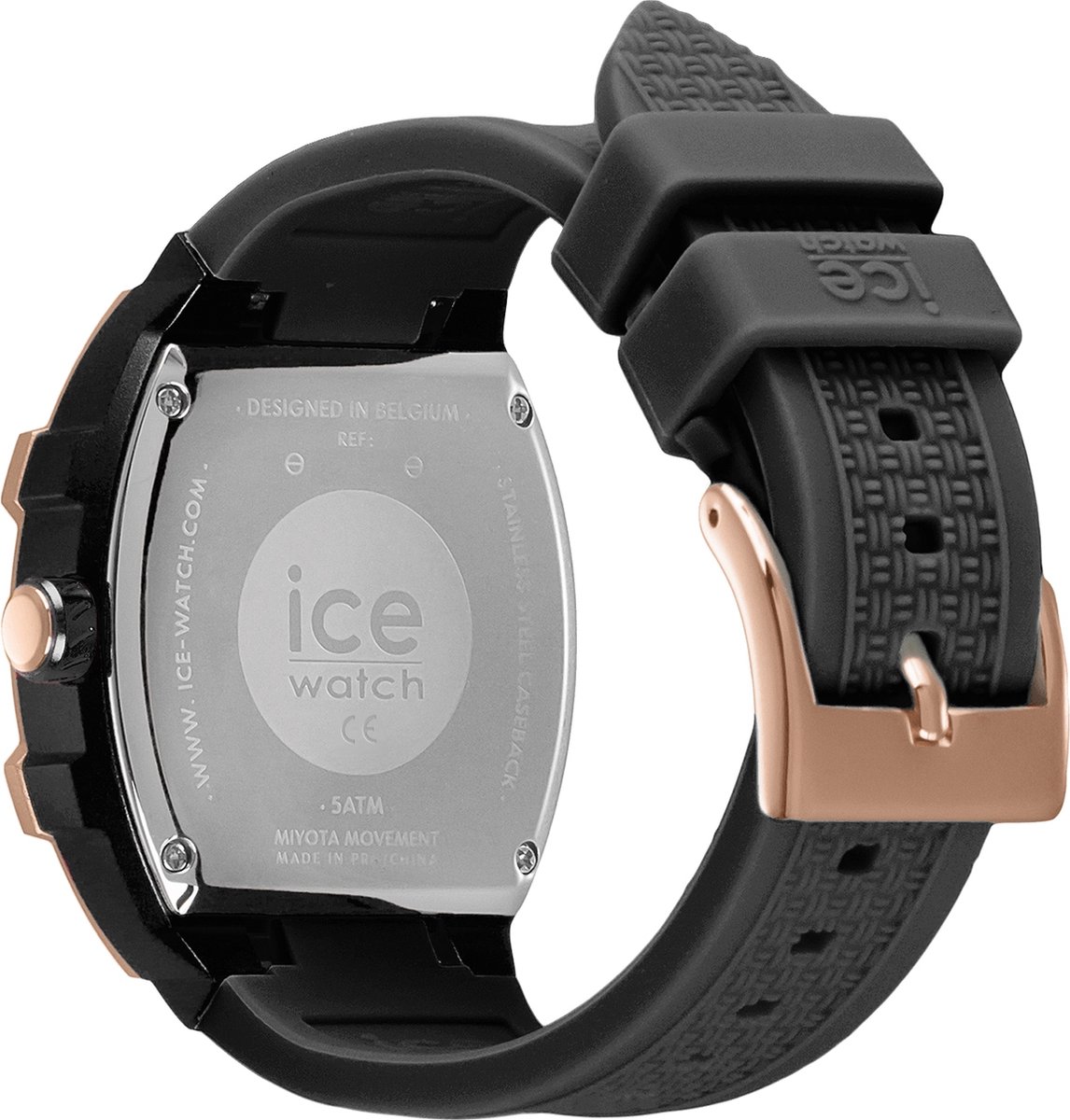 Ice Watch Ice Boliday - Black Rose-Gold 023315 Horloge - Siliconen - Zwart - Ø 46 mm