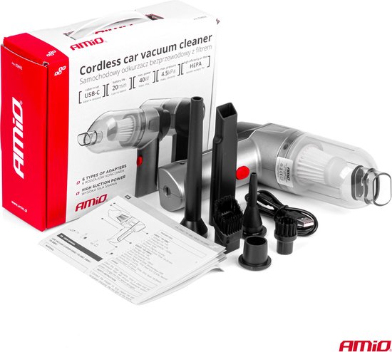 AMiO Draadloze Auto Stofzuiger 40W Grijs HEPA-filter - AMiO - €29,95