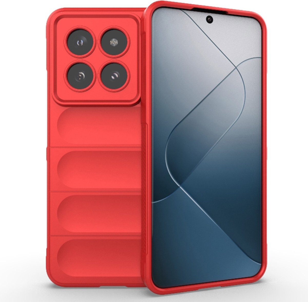 Techsuit Magic Shield Silicone Back Cover hoesje voor Xiaomi 14 Pro - Rood