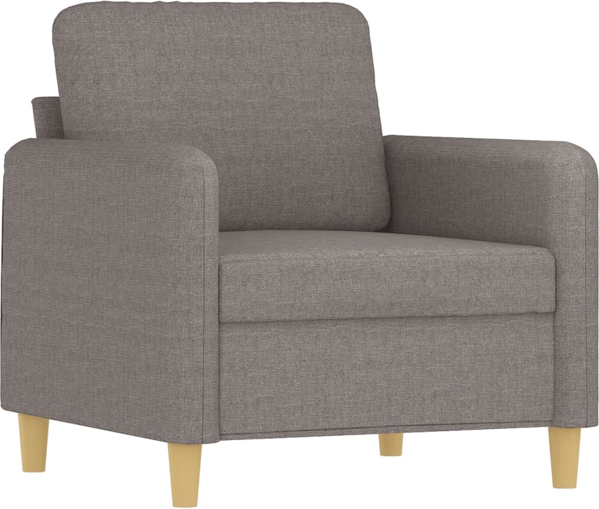 vidaXL Fauteuil - met - voetenbank - 60 - cm - stof - taupe