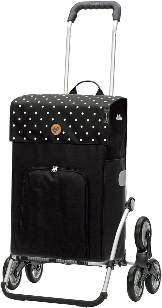 Andersen SHOPPER MANUFAKTUR Boodschappentrolley Treppensteiger Royal Shopper Malit 45L Black Zwart 115cm
