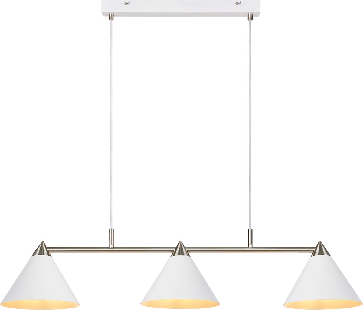Markslojd KLINT hanglamp E27 wit/staal 3-lichts 98cm