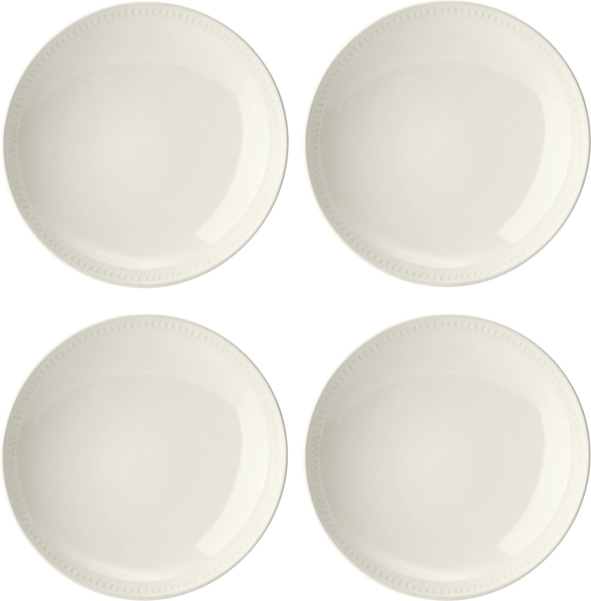 Mikasa Cranborne 4-delige pastakommen, servies voor 4, set van 4 crèmekleurige aardewerken pastakommen, 24 cm grote eetkommen - magnetron- en vaatwasmachinebestendig