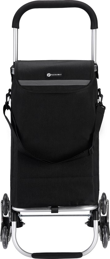 Chariot De Courses VidaXL Pliable Avec Roues - 35 Litres, Tissu Oxford Noir, Pratique Intérieur Extérieur