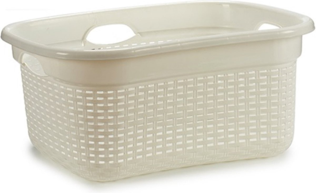 Goedkoopste Wasmand - wit - kunststof - 42 x 63 x 26 cm - 25 liter - draagbare wasmand
